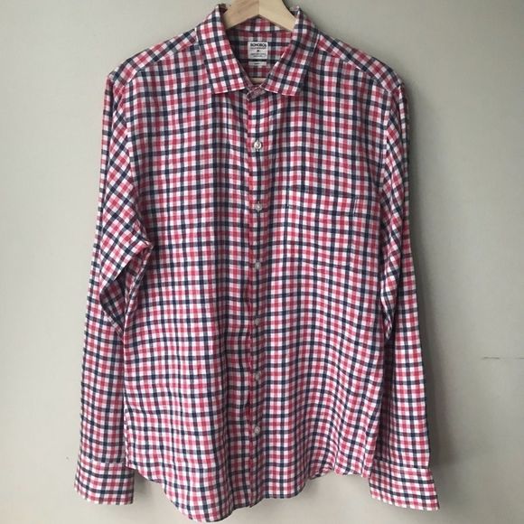 Bonobos Irish Linen Slim Fit Red Blue Shirt Medium - Picture 2 of 6